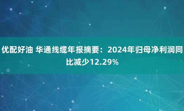 优配好油 华通线缆年报摘要：2024年归母净利润同比减少12.29%